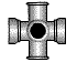 Крест раструб-фланец с пожарной подставкой эскиз