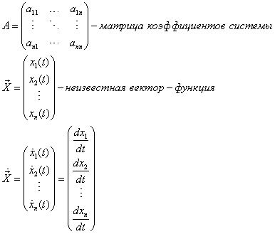 Матричное задание однородных систем дифференциальных уравнений, ДУ
