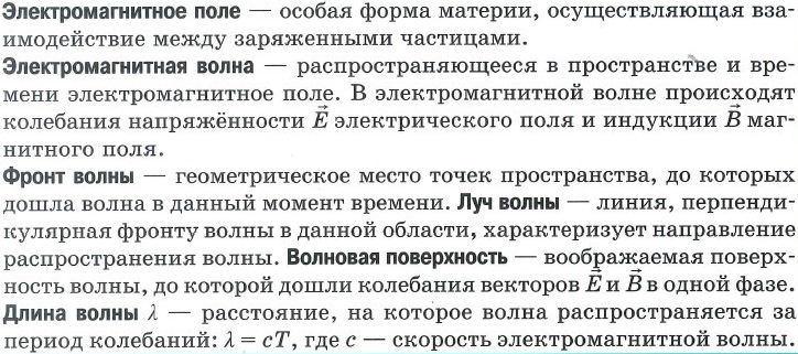 Понятие электромагнитной волны -электромагнитное поле, электромагнитная волна; фронт, луч, длина волны; волновая поверхность