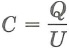 Электроемкость двух проводников: это отношение заряда Q одного из проводников к разности потенциалов U между этим проводником и соседним